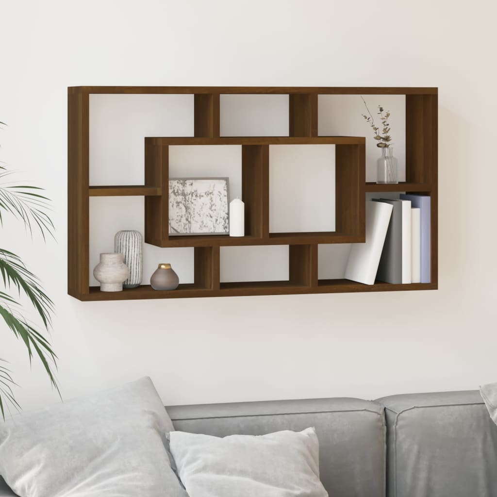vidaXL Wandschap zwevend 8 vakken wit