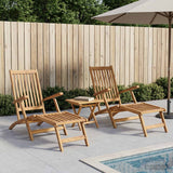 vidaXL Folding Deck Chair 2 pcs Natural Solid Teak Wood