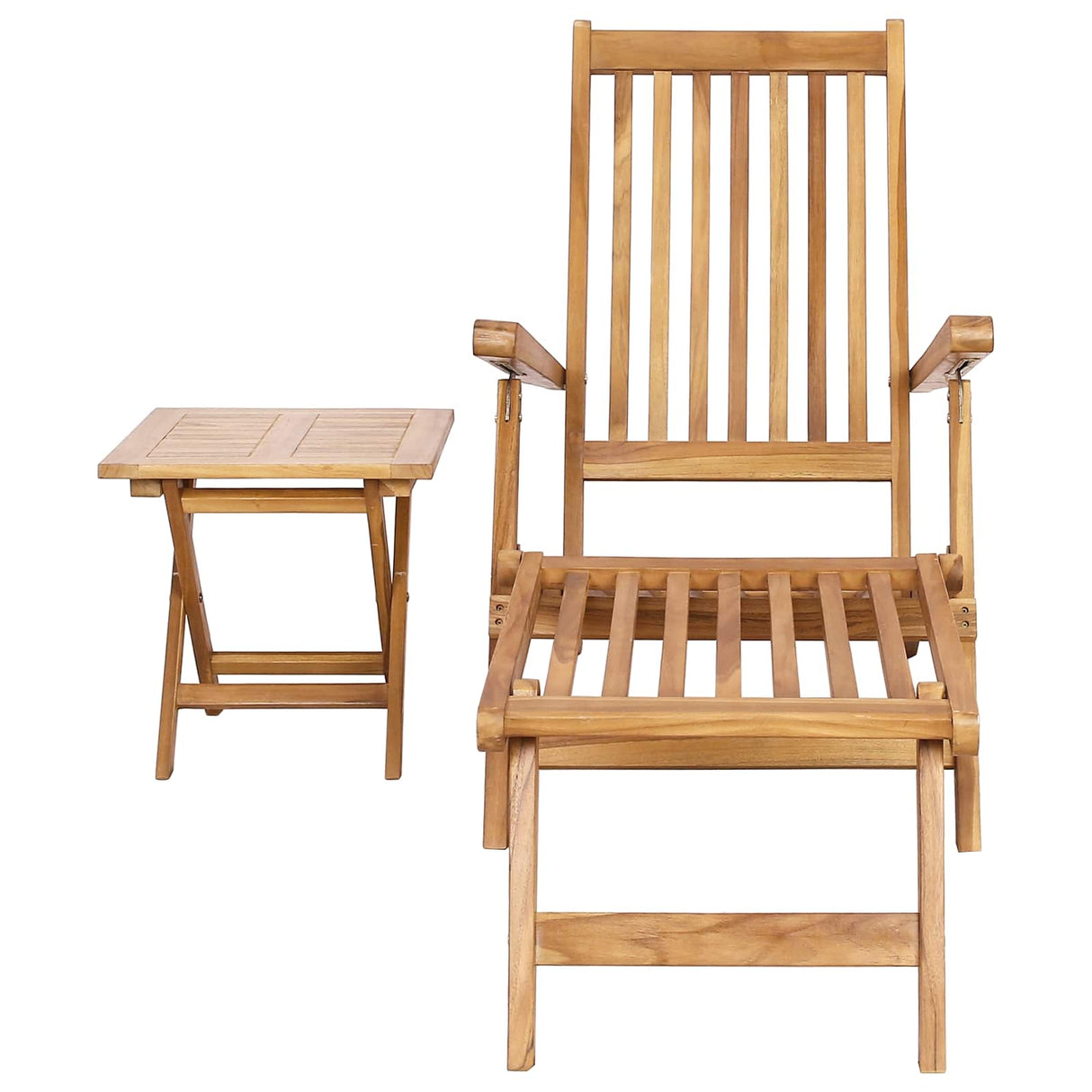 vidaXL Folding Deck Chair 2 pcs Natural Solid Teak Wood