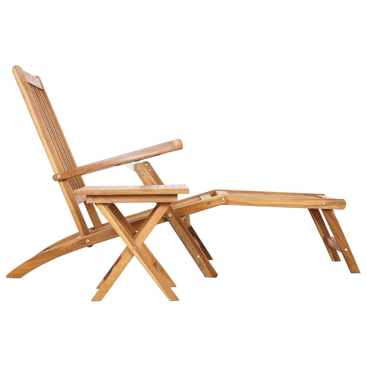 vidaXL Folding Deck Chair 2 pcs Natural Solid Teak Wood
