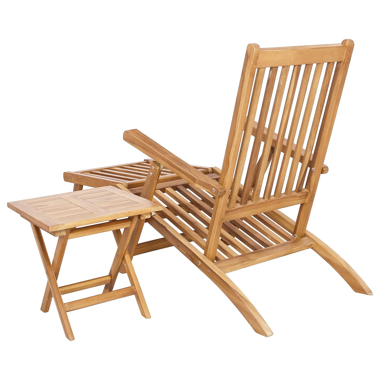 vidaXL Folding Deck Chair 2 pcs Natural Solid Teak Wood