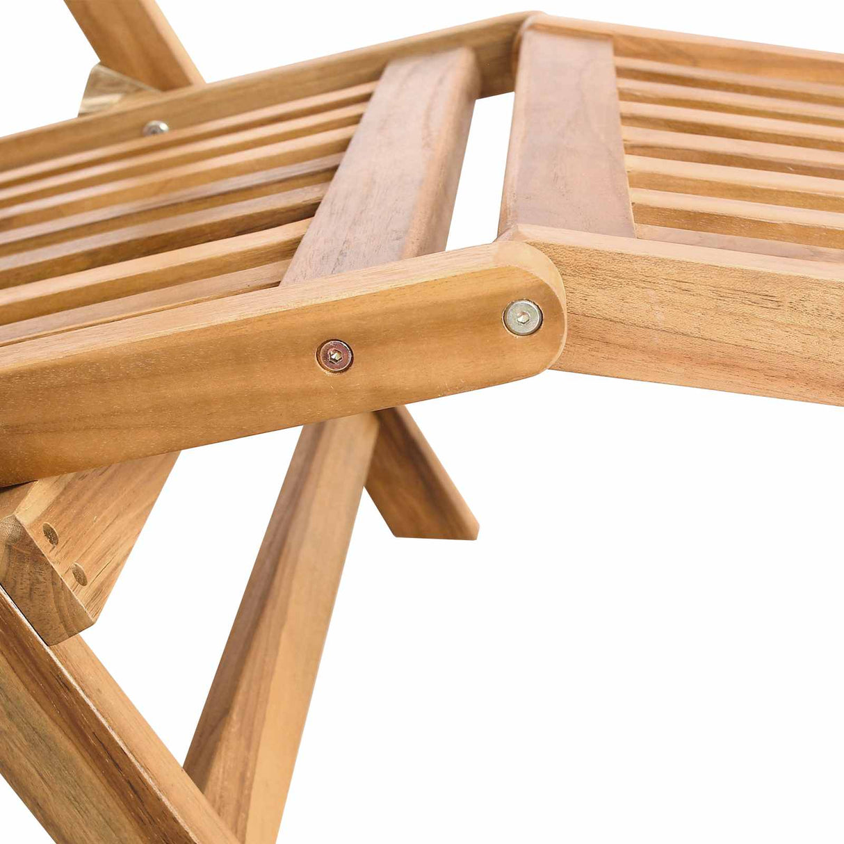 vidaXL Folding Deck Chair 2 pcs Natural Solid Teak Wood