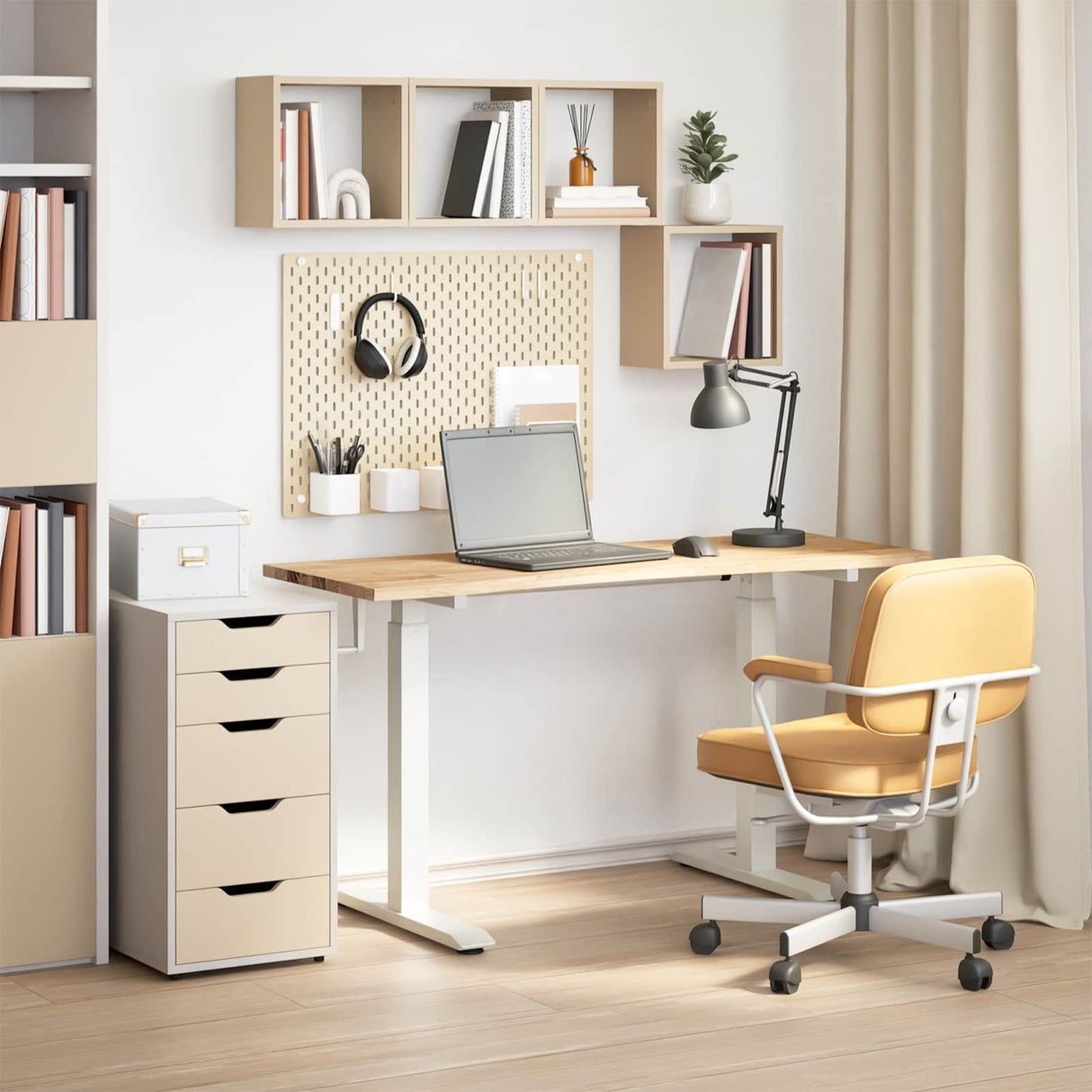 vidaXL Bureau Wit en Natuurlijk 120 x 60 cm Massief Eikenhout