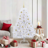 vidaXL Artificial Hinged Christmas Tree White 120 cm PVC and Steel