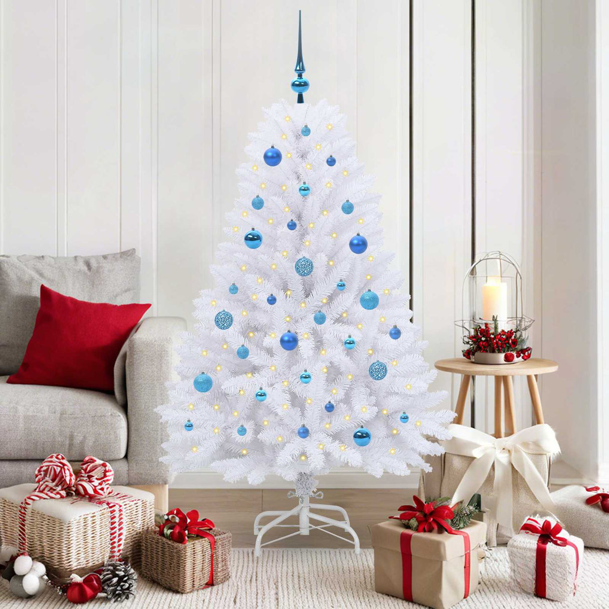 vidaXL Artificial Hinged Christmas Tree White 120 cm PVC and Steel