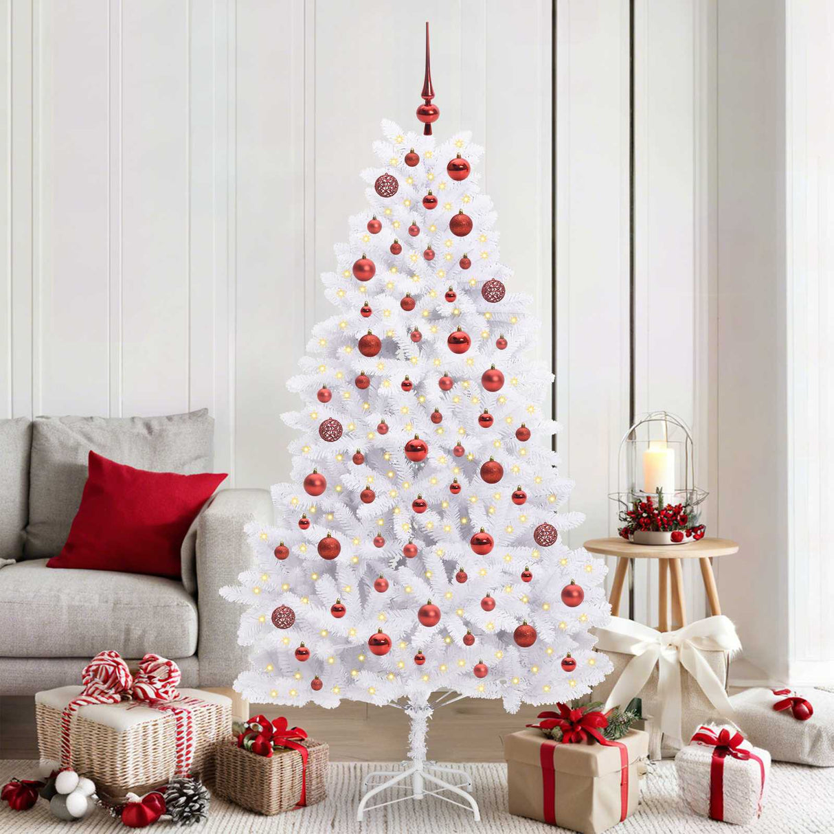 vidaXL Kunstmatige Hinged Kerstboom Wit 180 cm PVC en Staal