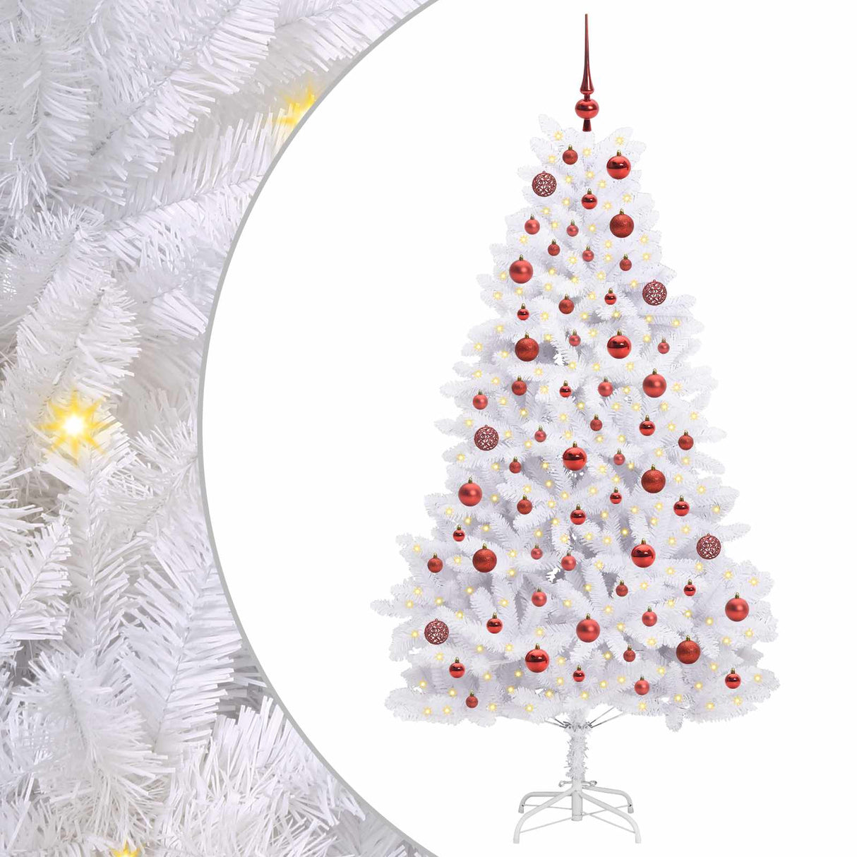 vidaXL Kunstmatige Hinged Kerstboom Wit 180 cm PVC en Staal