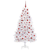 vidaXL Kunstmatige Hinged Kerstboom Wit 180 cm PVC en Staal
