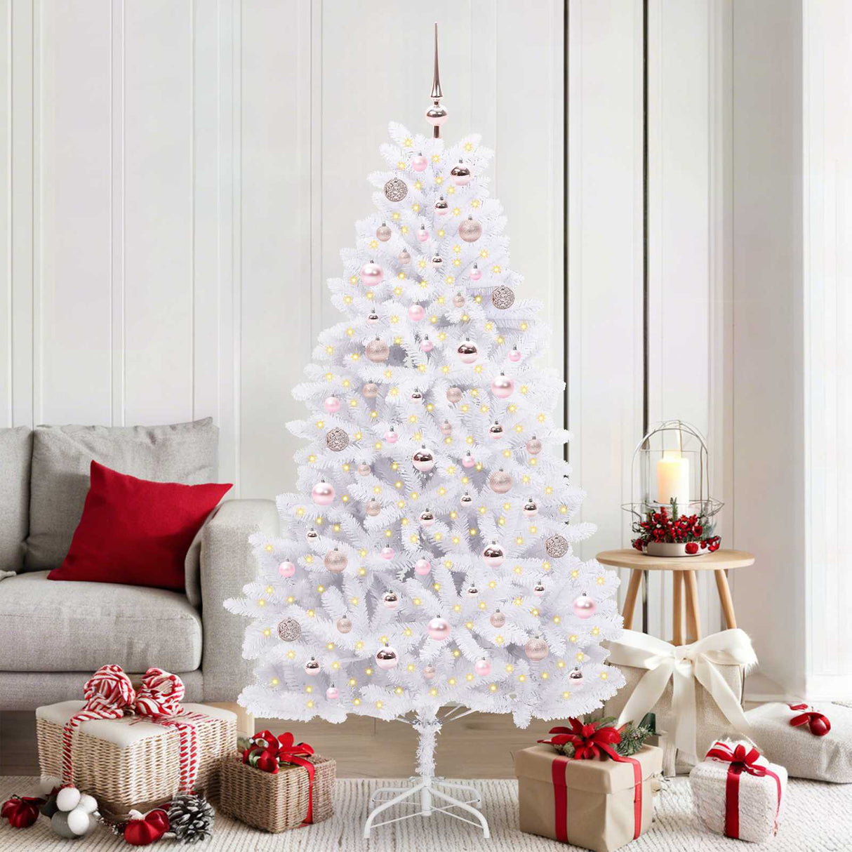 vidaXL Kunstmatige Hinged Kerstboom Wit 180 cm PVC en Staal