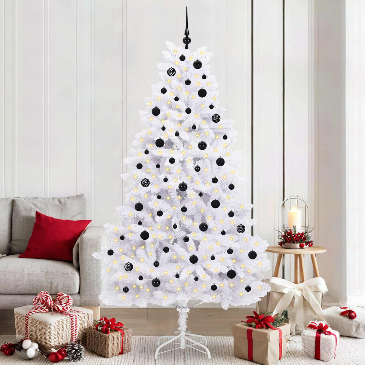 vidaXL Kunstmatige Hinged Kerstboom Wit 180 cm PVC en Staal