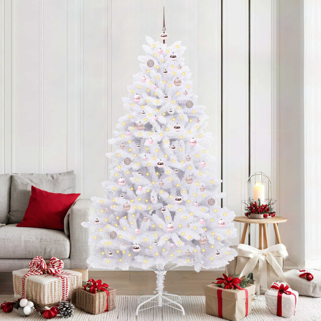 vidaXL Kunstmatige Hinged Kerstboom Wit 180 cm PVC en Staal