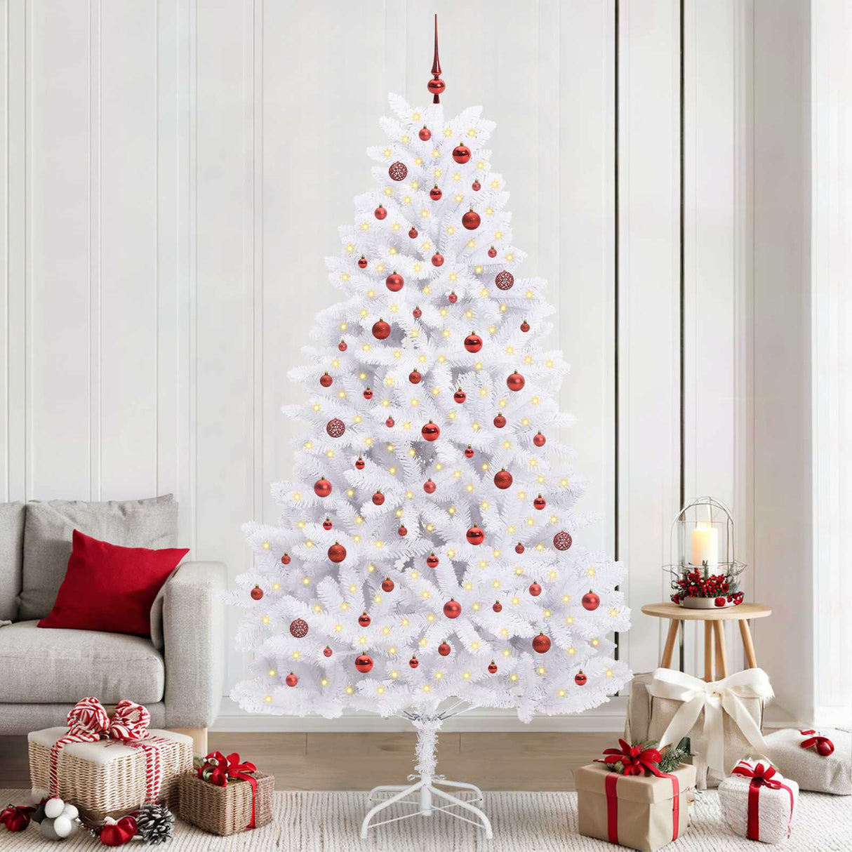 vidaXL Kunstmatige Hinged Kerstboom Wit 180 cm PVC en Staal