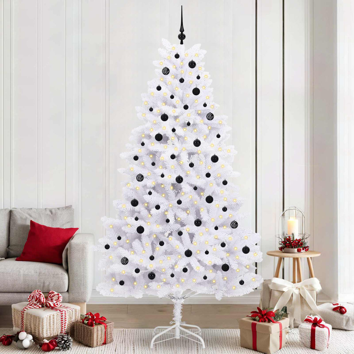 vidaXL Kunstmatige Hinged Kerstboom Wit 180 cm PVC en Staal