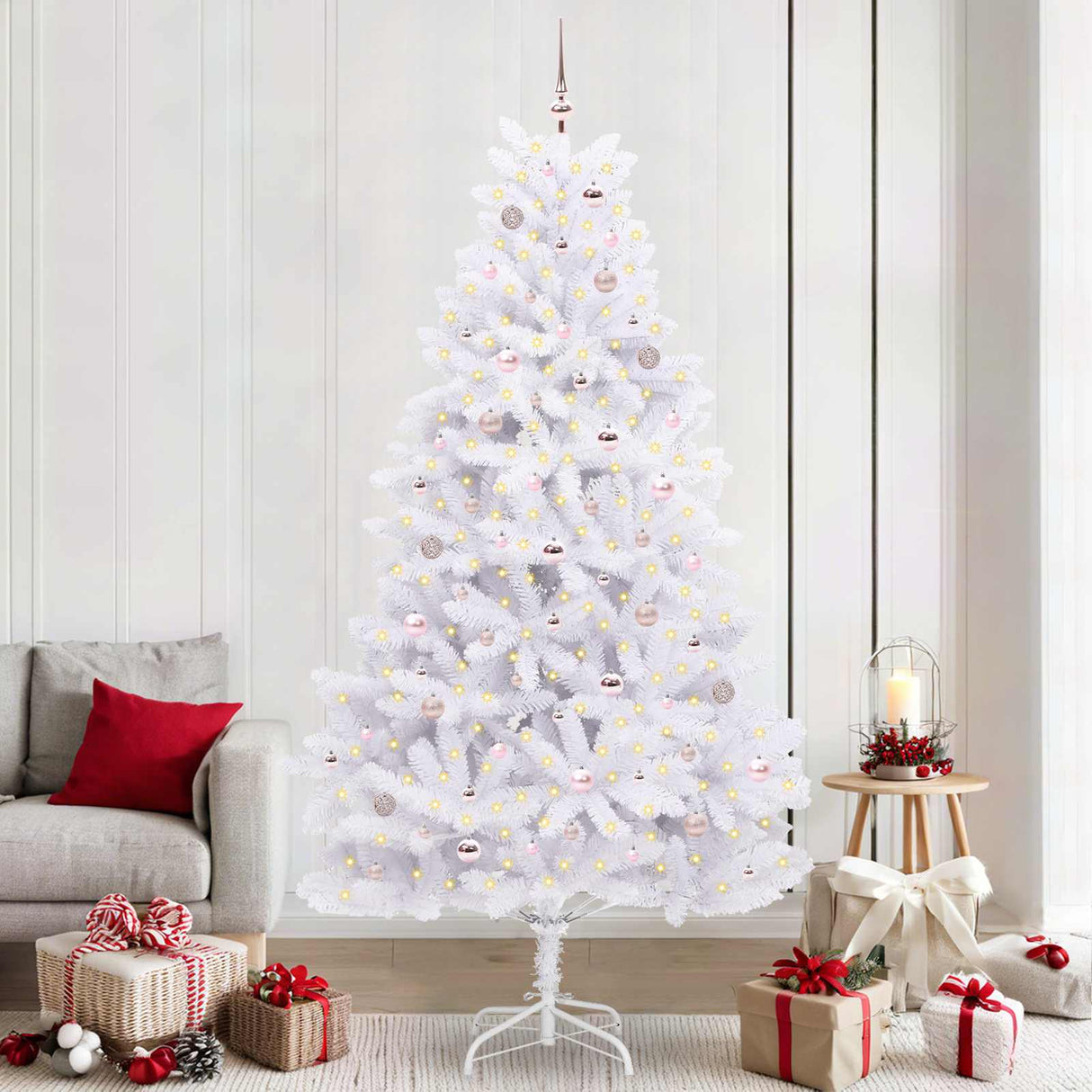 vidaXL Kunstmatige Hinged Kerstboom Wit 180 cm PVC en Staal