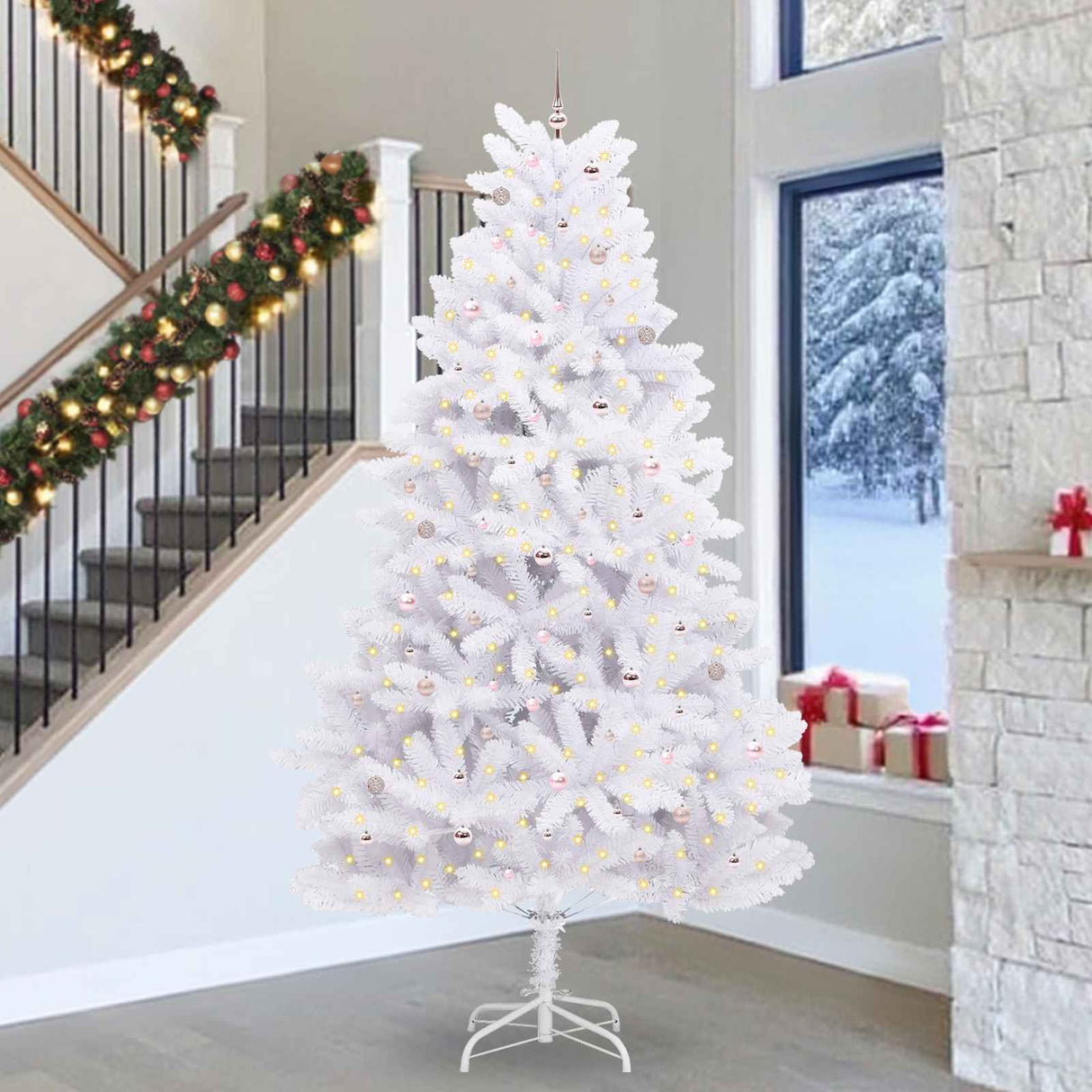 vidaXL Kunstmatige Hinged Kerstboom Wit 180 cm PVC en Staal