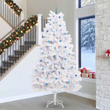 vidaXL Kunstmatige Hinged Kerstboom Wit 180 cm PVC en Staal