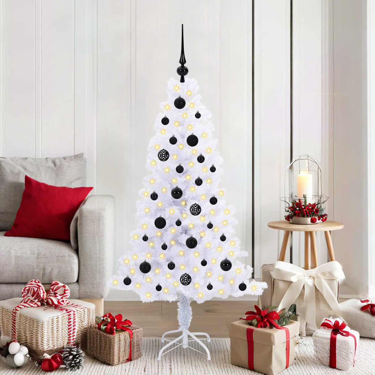 vidaXL Kunstkerstboom met 150 LED Wit 120 cm PVC en Staal