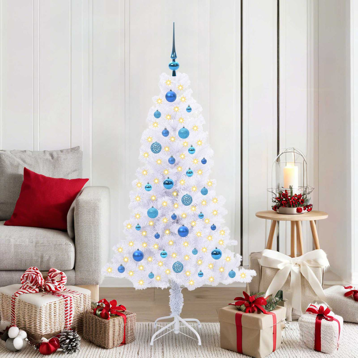 vidaXL Kunstkerstboom met 150 LED Wit 120 cm PVC en Staal