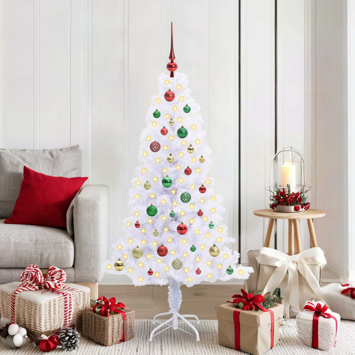 vidaXL Kunstkerstboom met 150 LED Wit 120 cm PVC en Staal