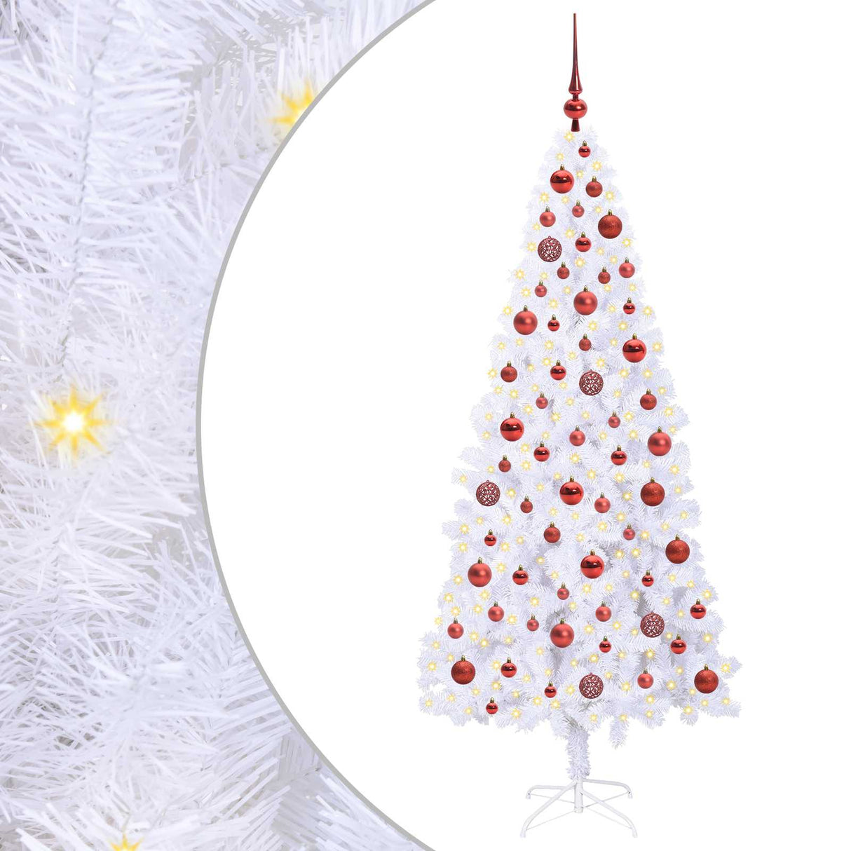 vidaXL Artificial Christmas Tree with 300 LED White 180 cm PVC and Steel