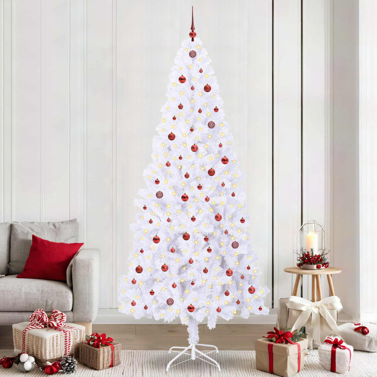 vidaXL Kunstkerstboom met 300 LED Wit 210 cm PVC en Staal