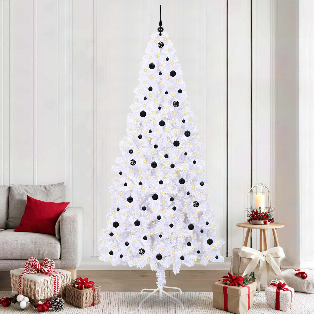 vidaXL Kunstkerstboom met 300 LED Wit 210 cm PVC en Staal