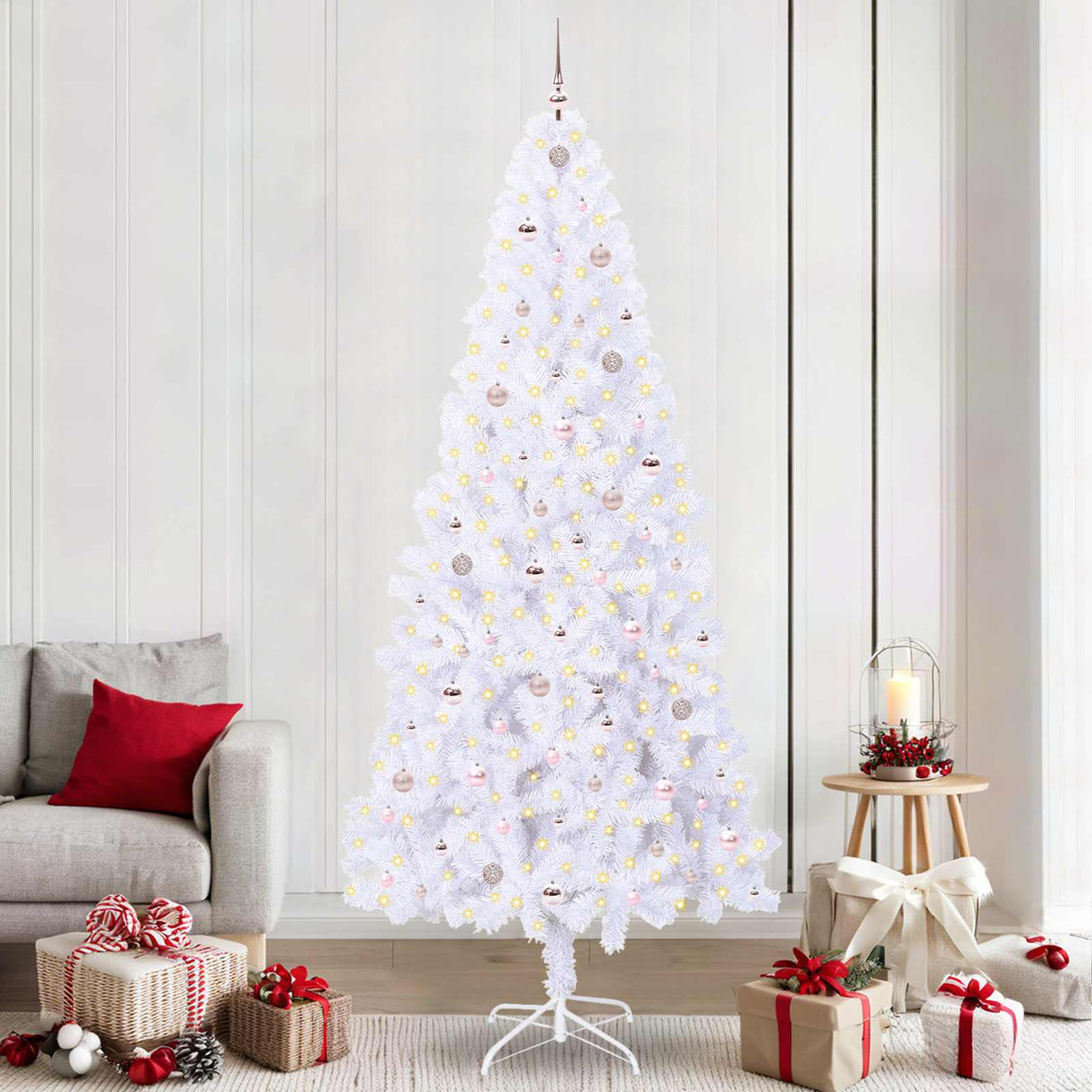 vidaXL Kunstkerstboom met 300 LED Wit 210 cm PVC en Staal