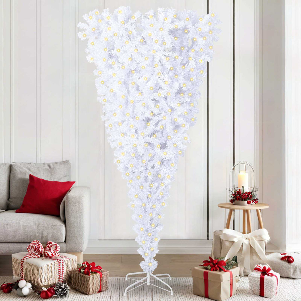 vidaXL Kunstkerstboom met 300 LED Wit 210 cm PVC en Staal