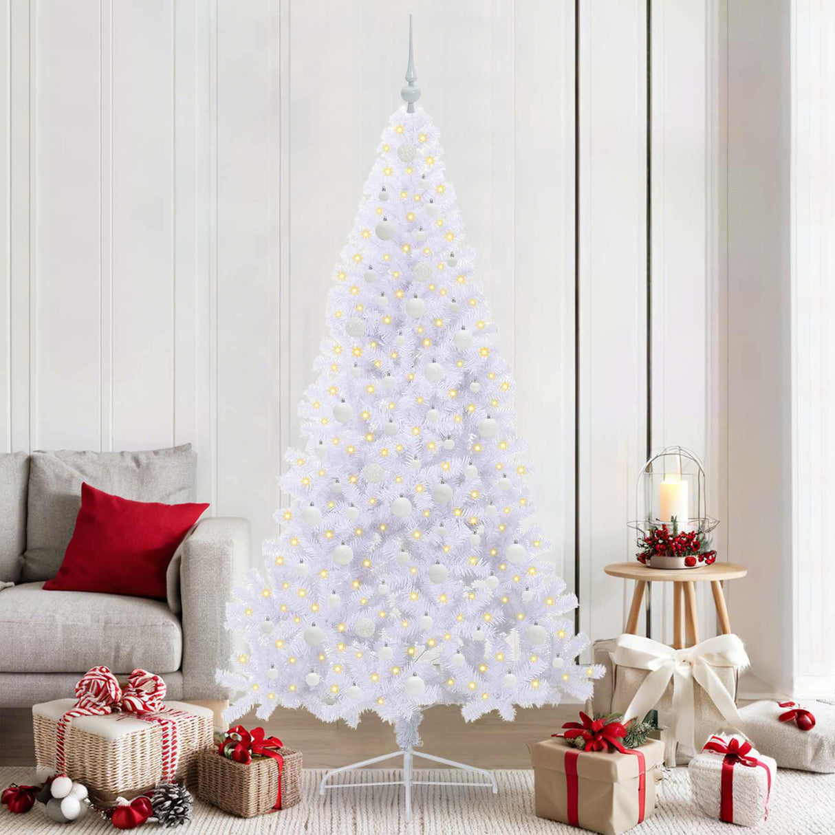 vidaXL Kunstkerstboom met 300 LED Wit 210 cm PVC en Staal