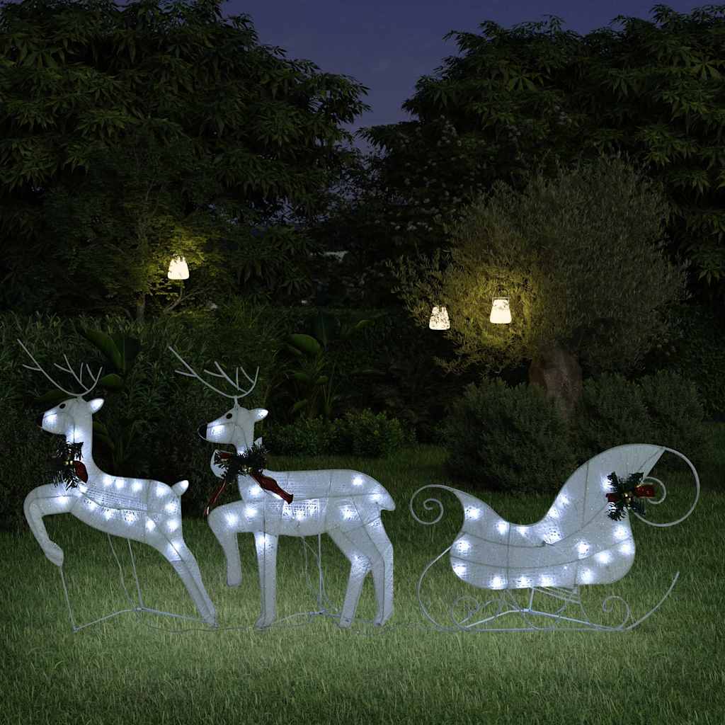 vidaXL Kerstdecoratie rendieren en slee 60 LED's goudkleurig