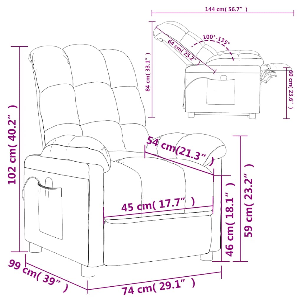 vidaXL Massagestoel stof lichtgrijs