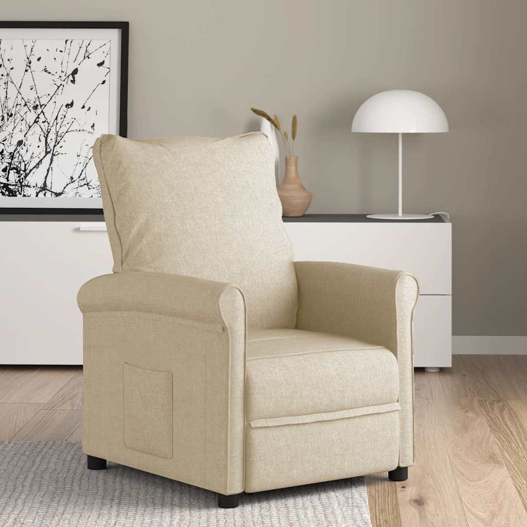 vidaXL Fauteuil verstelbaar stof crèmekleurig