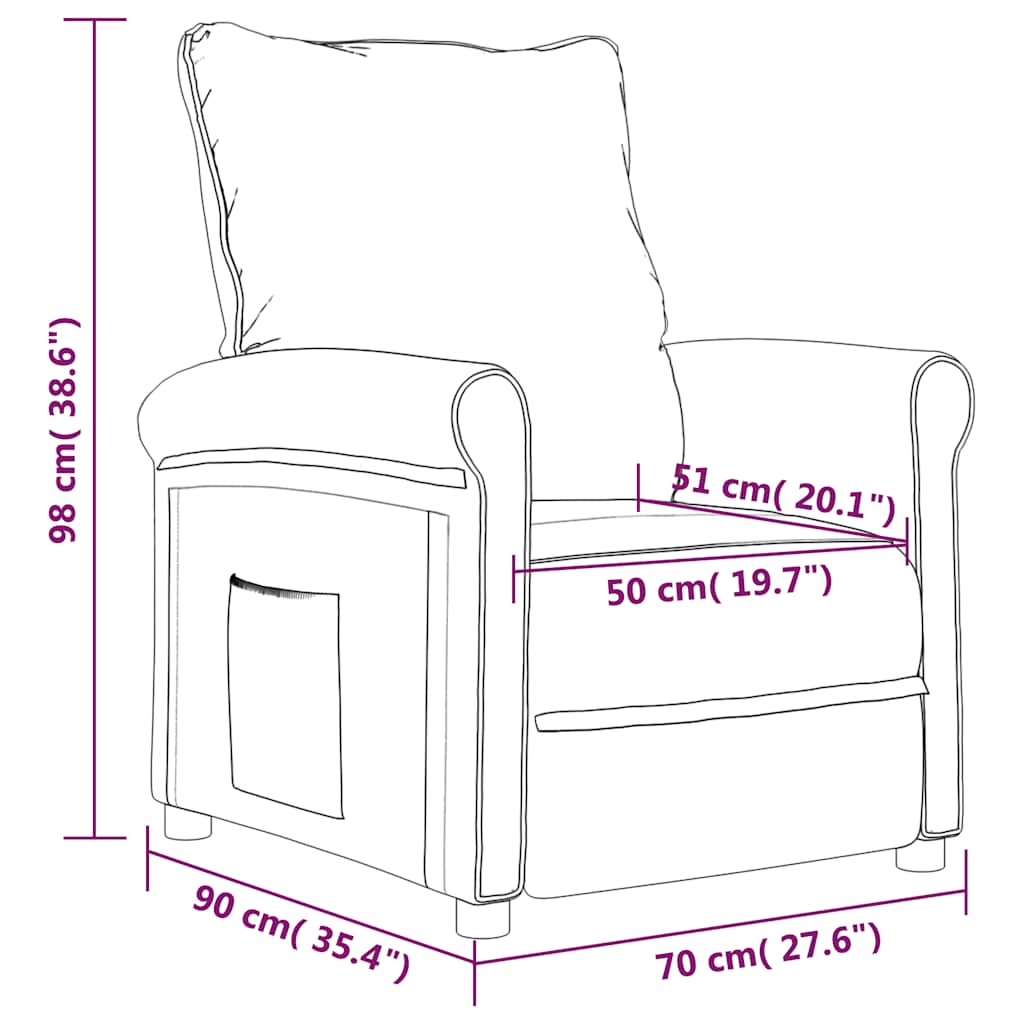 vidaXL Fauteuil verstelbaar stof crèmekleurig