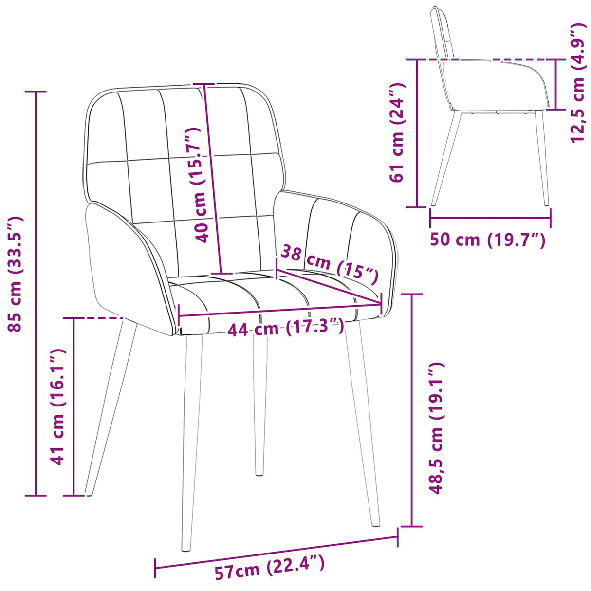 vidaXL Eetstoelen 4 pcs fluweel Lichtgrijs 57 x 50 x 85 cm