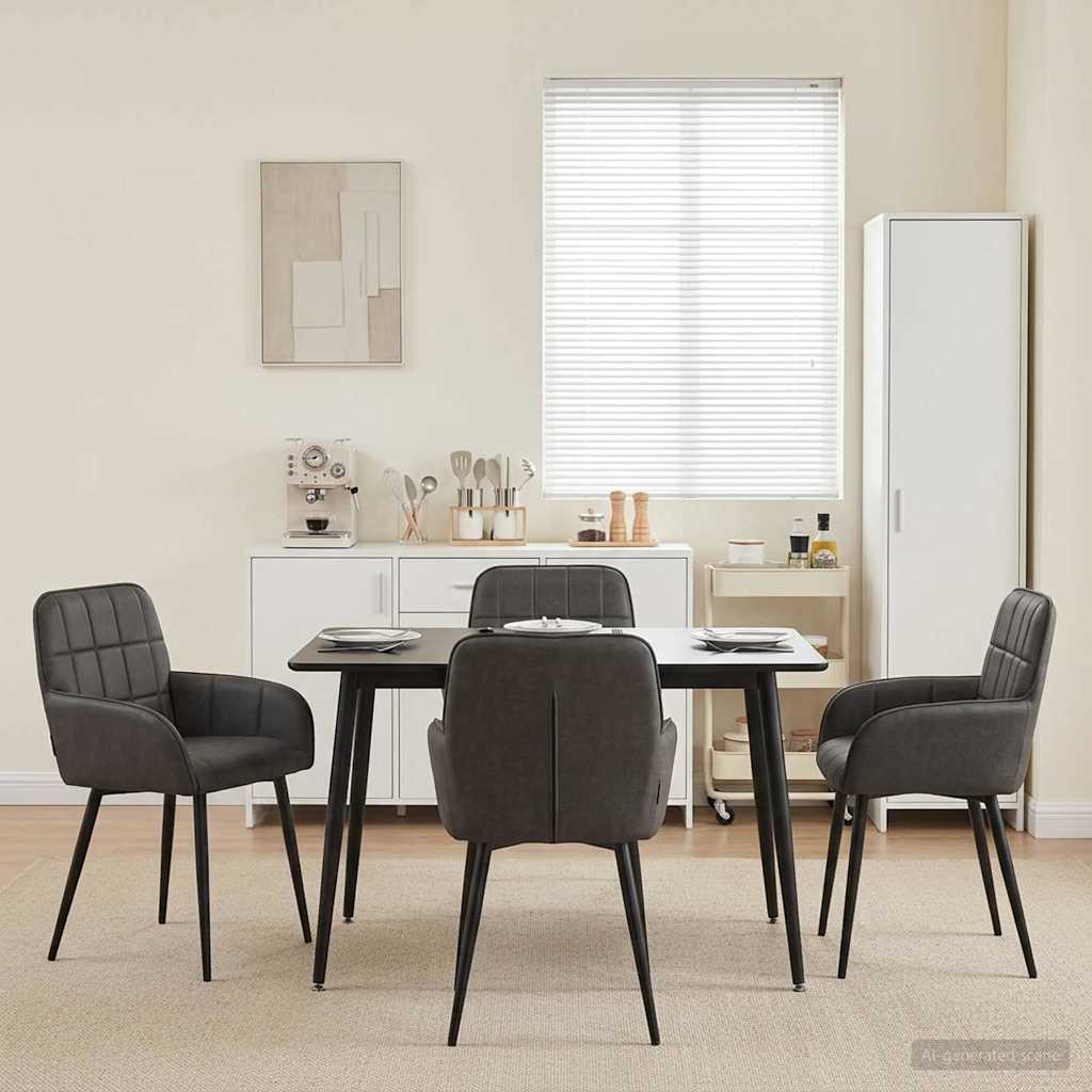vidaXL Dining Chairs 4 pcs Faux Leather Black 57 x 50 x 85 cm