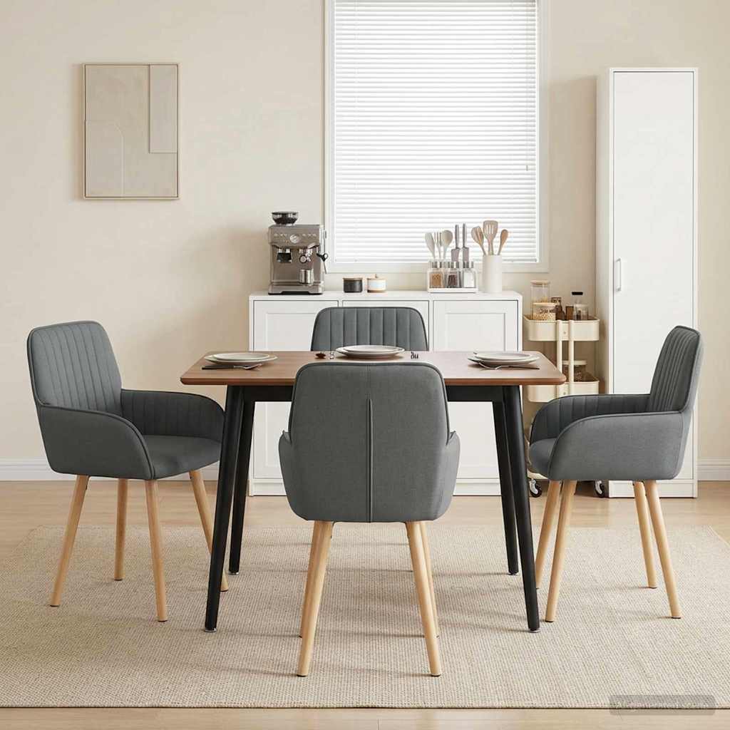 vidaXL Eetstoelen 4 pcs Stof Lichtgrijs 56,5 x 50 x 87,5 cm