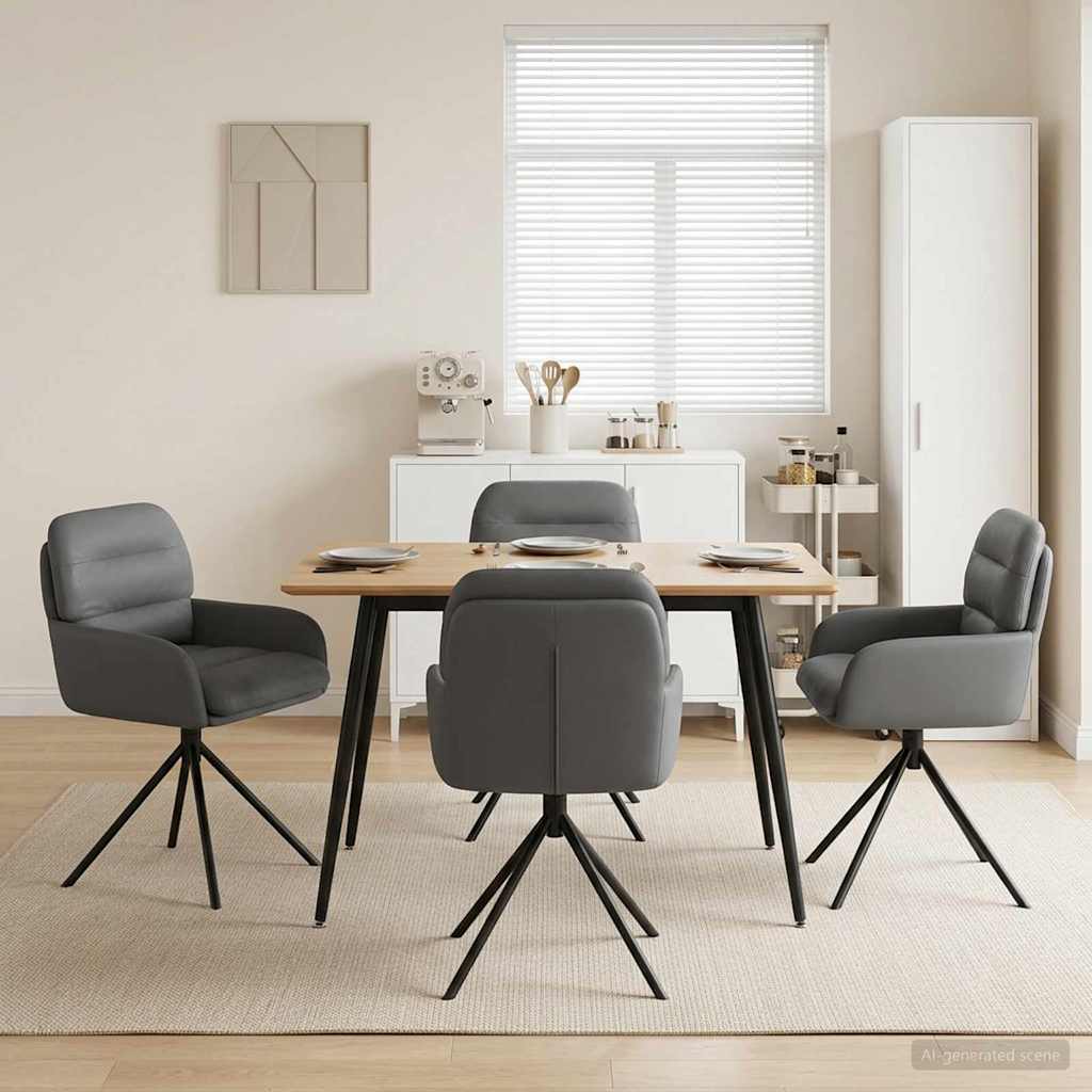 vidaXL Draaikrukken 4 pcs Kunstleer Zwart 59 x 59,5 x 90 cm