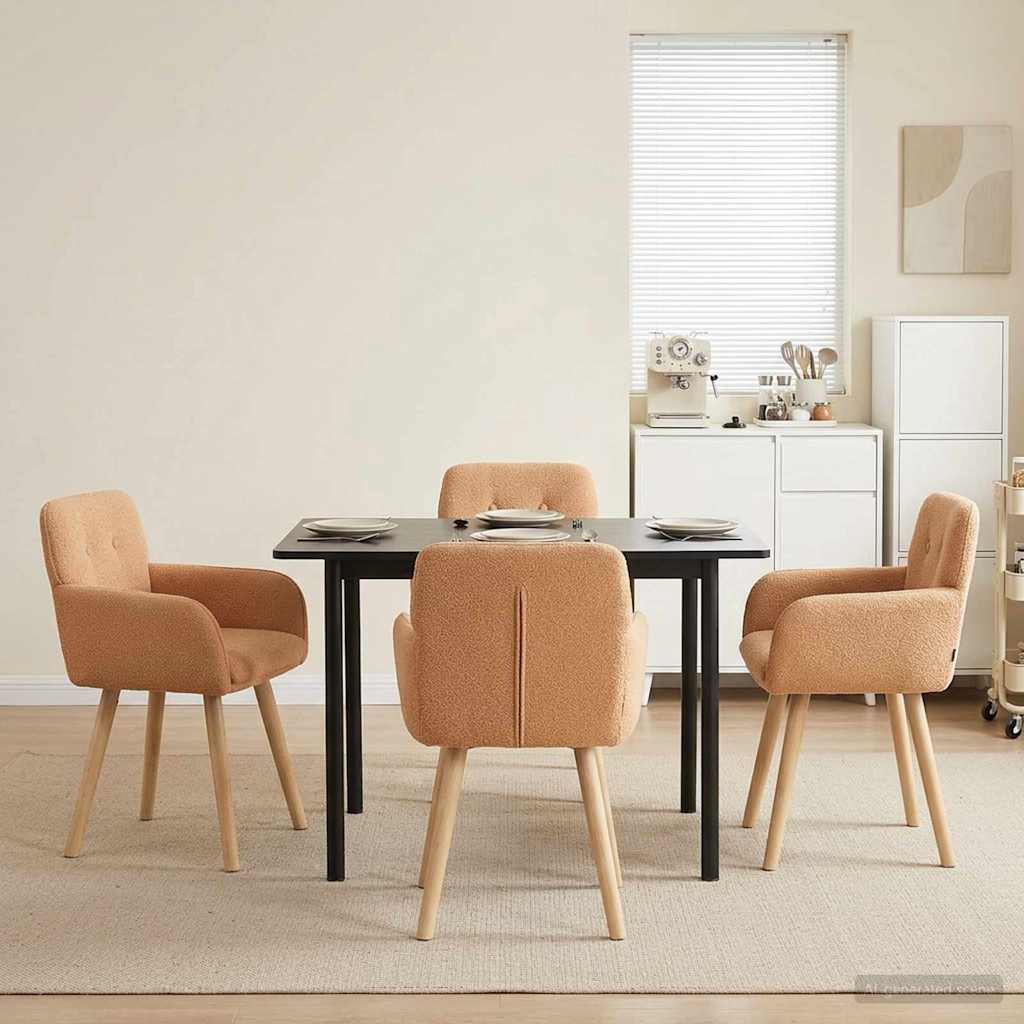 vidaXL Eetstoelen 4 pcs Bouclé Lichtgrijs 59 x 57 x 85 cm