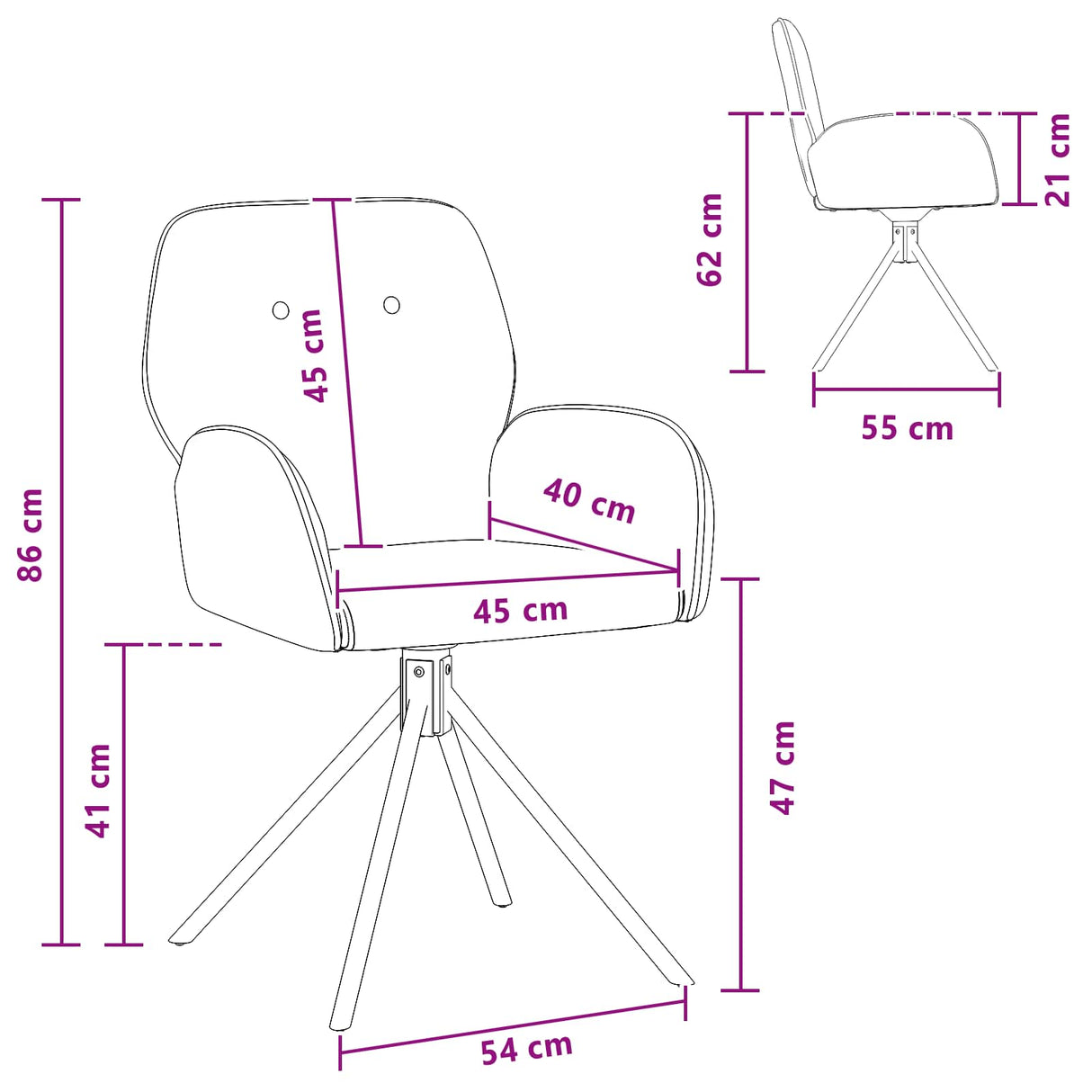 vidaXL Draaikrukken 4 pcs Kunst Suède Leer Bruin 54 x 55 x 86 cm