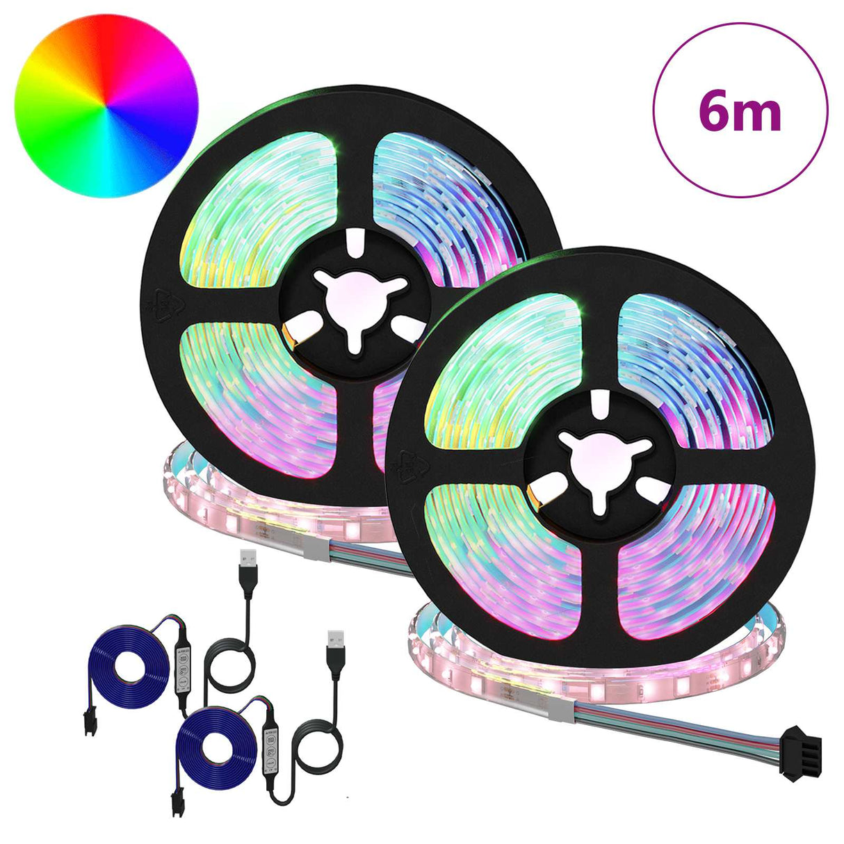 vidaXL LED strip 2 pcs Zwart en Transparant 3000 mm Koper en Plastic