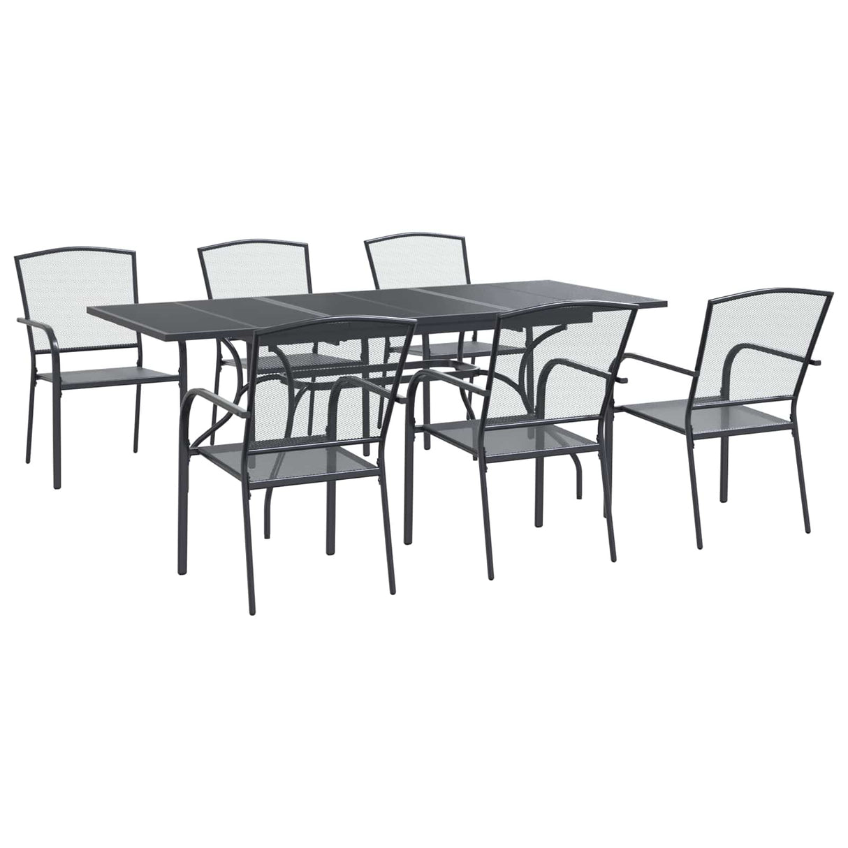 vidaXL Tuin Eettafel Set 7 pcs Antracietkleurig 212 x 90 x 76 cm