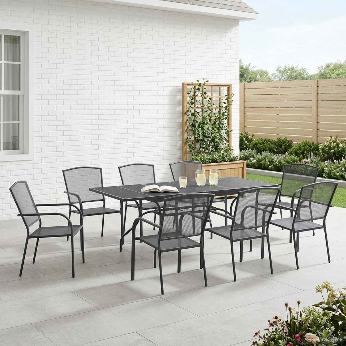vidaXL Tuin Eettafel Set 7 pcs Antracietkleurig 212 x 90 x 76 cm