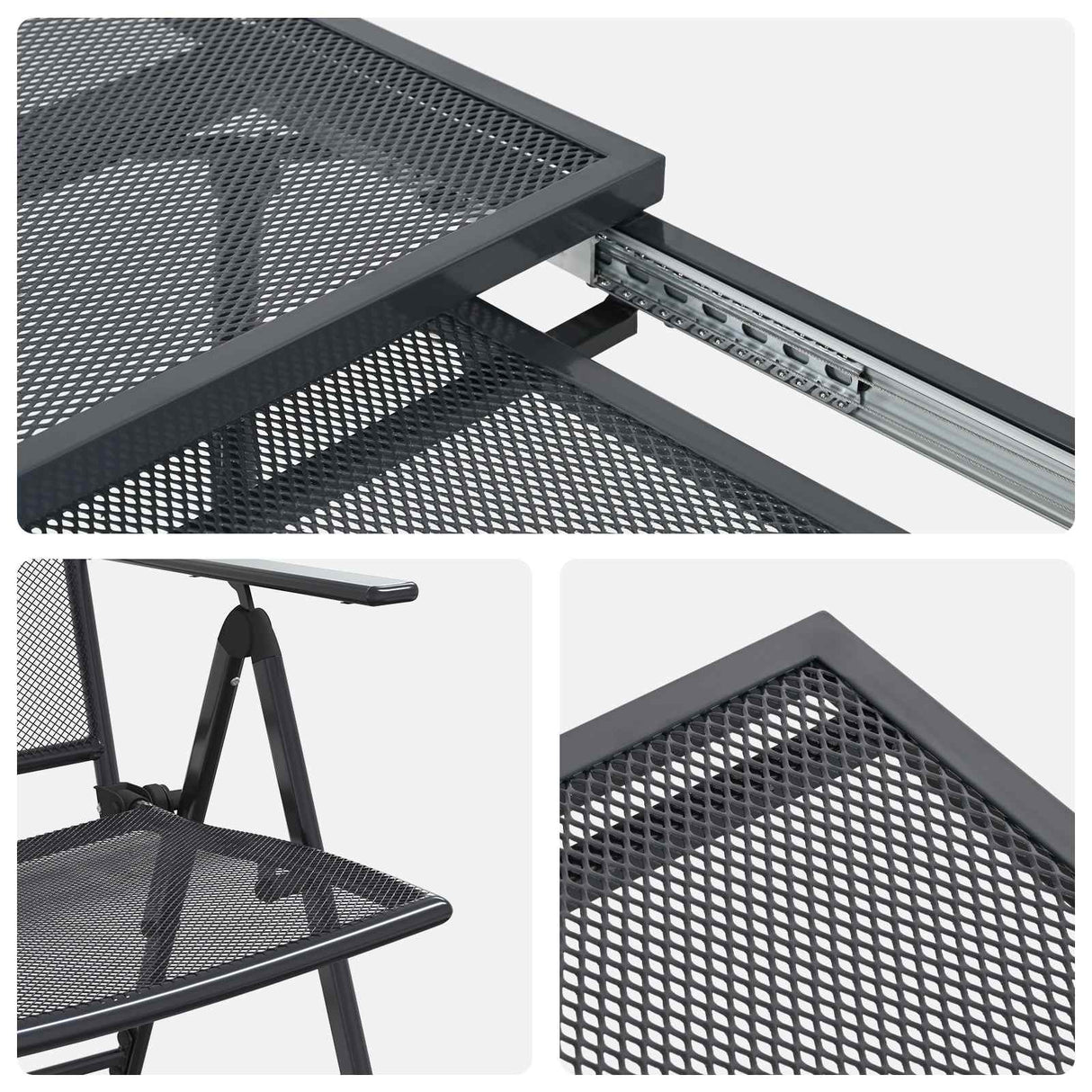 vidaXL Tuin Eettafel Set 9 pcs Antracietkleurig 212 x 90 x 76 cm