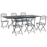 vidaXL Tuin Eettafel Set 7 pcs Antracietkleurig 212 x 90 x 76 cm