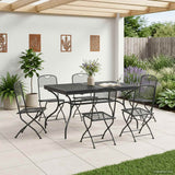 vidaXL Tuin Eettafel Set 7 pcs Antracietkleurig 212 x 90 x 76 cm