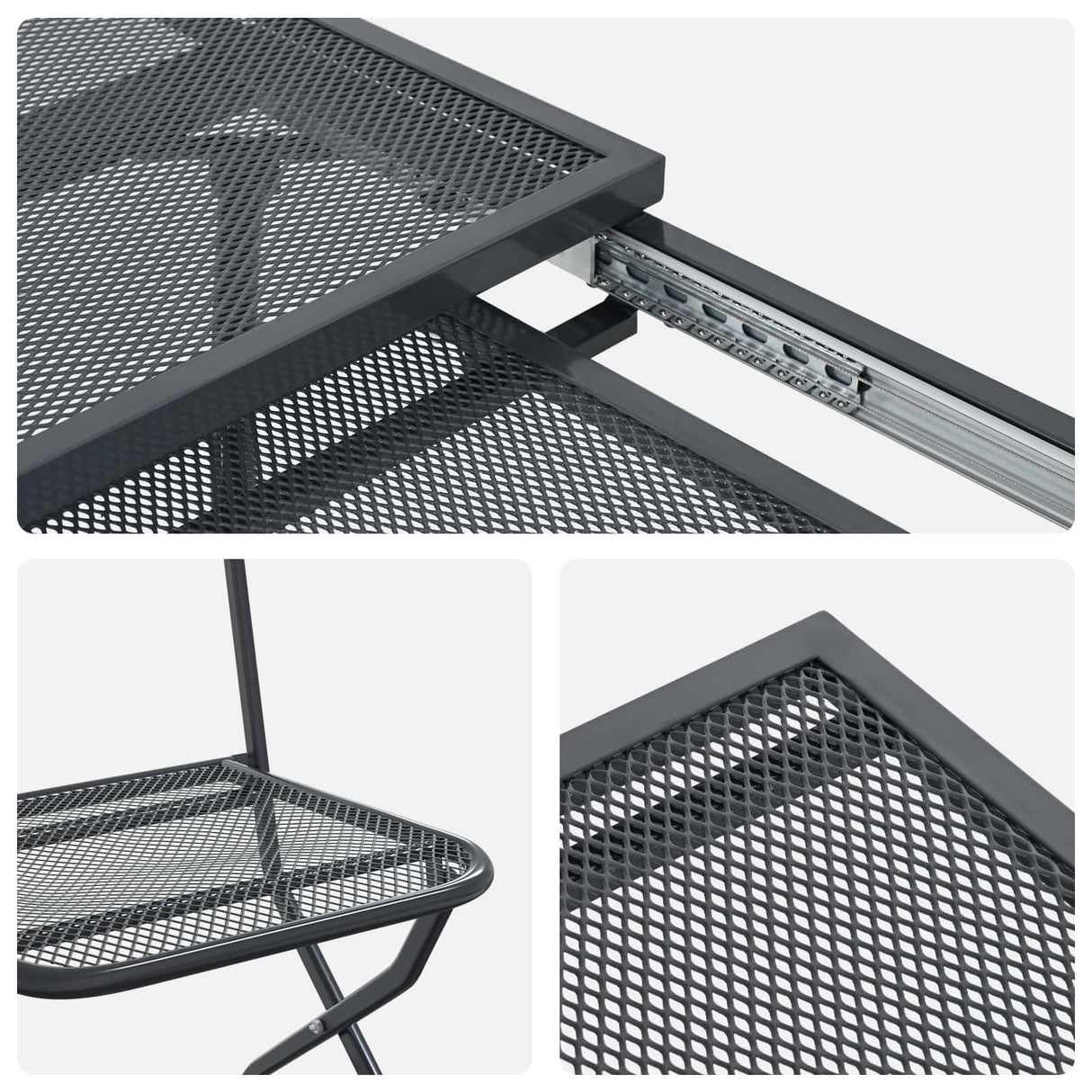 vidaXL Tuin Eettafel Set 7 pcs Antracietkleurig 212 x 90 x 76 cm