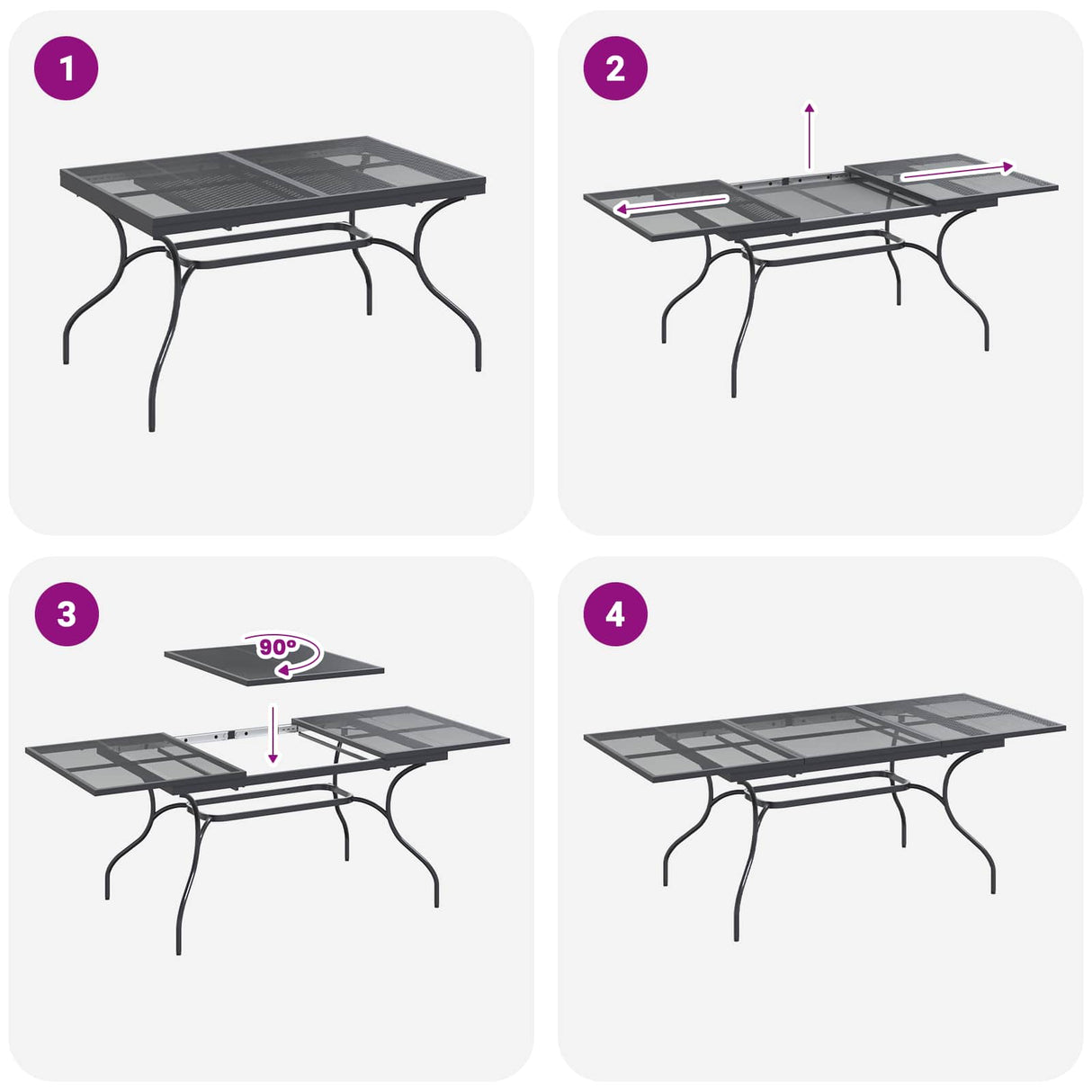 vidaXL Tuin Eettafel Set 7 pcs Antracietkleurig 212 x 90 x 76 cm