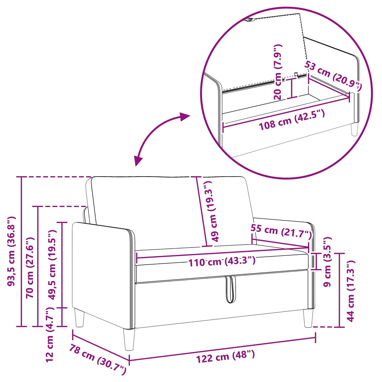 vidaXL Sofa Set with Storage 2 pc Light Gray Polyester
