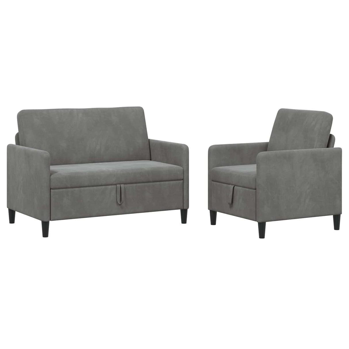 vidaXL Sofa Set with Storage 2 pc Light Gray Polyester