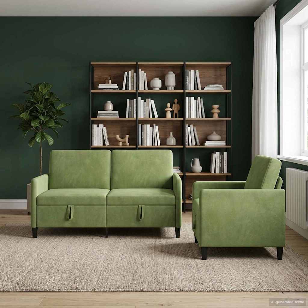 vidaXL Sofa Set with Storage 2 pc Light Gray Polyester
